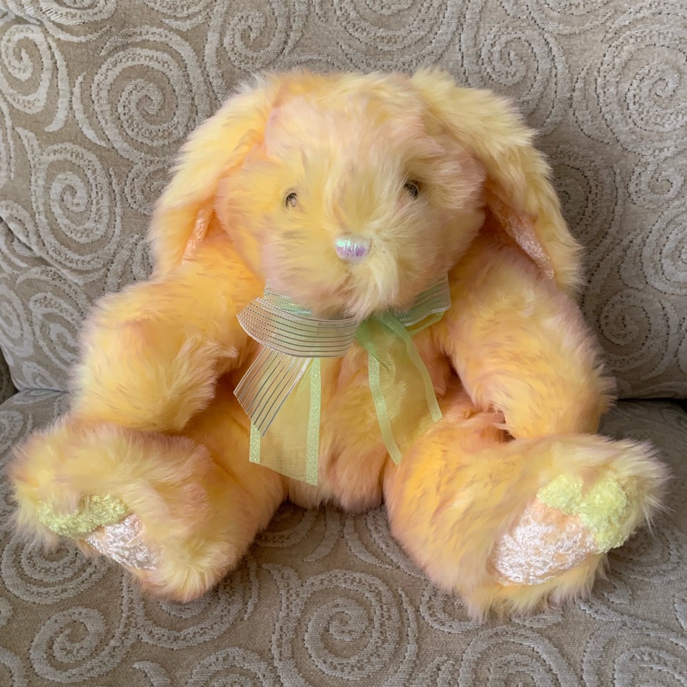Yellow Plush Sitting Bunny 10”